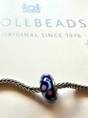 Trollbeads OOAK Jumbo Universal Unique Bead - Blues With Pink